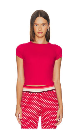 Free People - x Intimately Wait A Minute Baby Tee In Lipstick Red