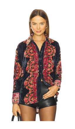 Free People - x We The Free One Night Velvet In Night Owl Combo Shirt