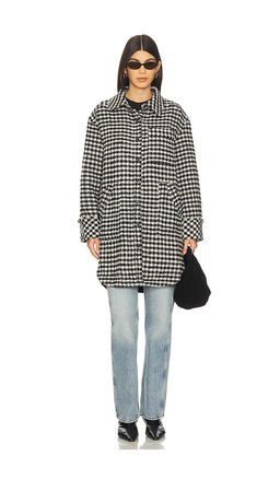 Free People - x We The Free Get Around Houndstooth Shirt In Black & White