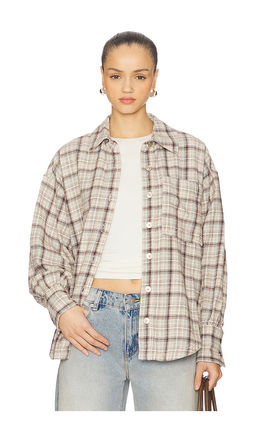 Free People - x We The Free Ashley Plaid Shirt In Ivory Combo