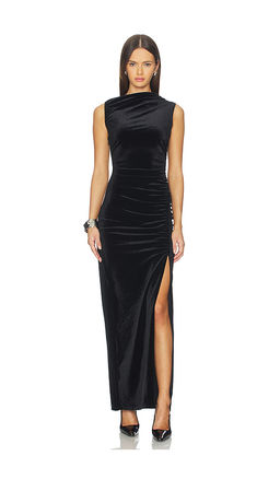 Good American - Velvet High Neck Maxi Dress