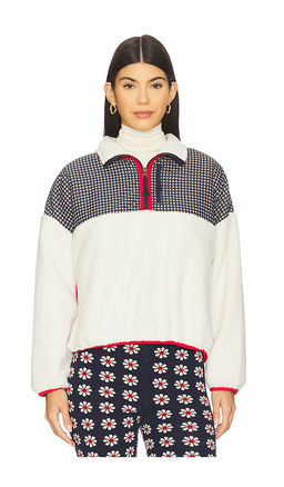 The Great - Print Mix Plush Terrain Half Zip Jacket
