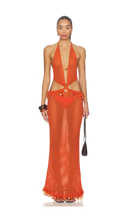 Jaded London - Crochet Bead Trim Maxi Dress