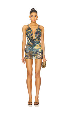 Jaded London - Strappy Back Printed Plunge Dress