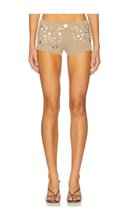 Jaded London - Button Knit Mini Short in Brown