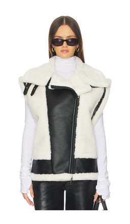 jocelyn - Faux Shearling & Leather Moto Vest