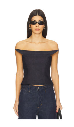 Kate Barton - Symmetrical Sculpted Denim Corset Top