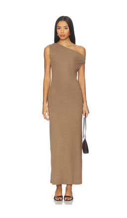 LESET - Lauren Ruched Asymmetrical Shoulder Dress