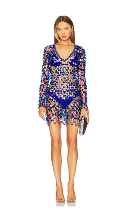 Milly - Sequin Crochet Mini Pullover Dress