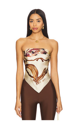 Milkwhite - Silk Printed Scarf Top