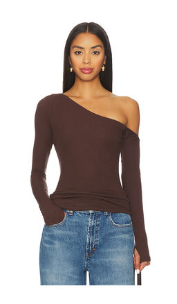 Michael Lauren - Magdaleno Long Sleeve Fitted Asymmetrical Cold Shoulder Top