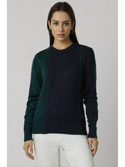 Van Heusen - Women Navy Stripe Round Neck Sweater