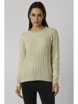 Van Heusen - Women Beige Textured Round Neck Sweater