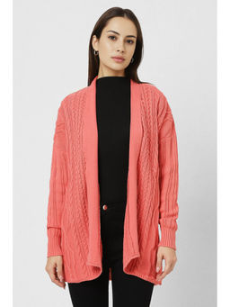 Van Heusen - Women Peach Textured Stylized Neck Sweater
