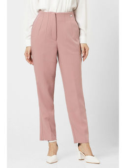 Van Heusen - Women Pink Textured Casual Slim Fit Trousers