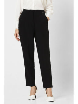 Van Heusen - Women Black Solid Casual Slim Fit Trousers