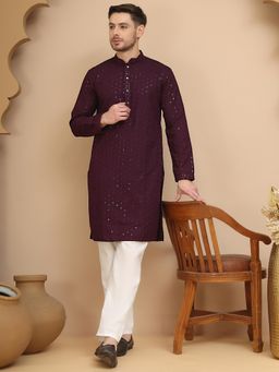 Jompers - Purple Pure Cotton Regular Full Sleeves Kurta with Pyjama