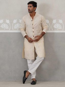 Jompers - Gold Silk Blend Regular Full Sleeves Kurta With Pyjama