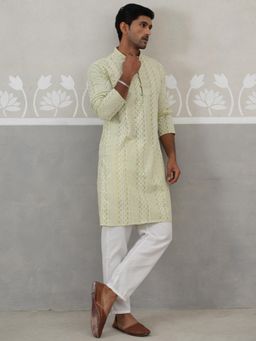 Jompers - Green Pure Cotton Regular Full Sleeves Kurta With Pyjama