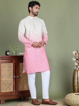 Jompers - Pink Cotton Blend Regular Full Sleeves Kurta With Pyjama