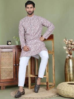 Jompers - Brown Cotton Blend Regular Full Sleeves Kurta With Pyjama