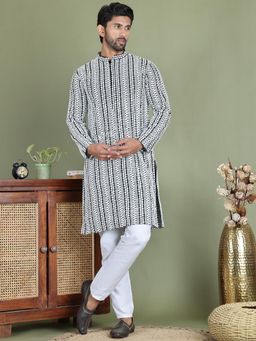 Jompers - Black Viscose Rayon Regular Full Sleeves Kurta With Pyjama