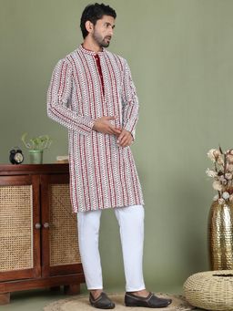 Jompers - Maroon Viscose Rayon Regular Full Sleeves Kurta With Pyjama