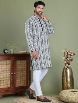 Jompers - Navy Blue Viscose Rayon Regular Full Sleeves Kurta With Pyjama