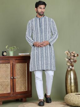 Jompers - Blue Viscose Rayon Regular Full Sleeves Kurta With Pyjama