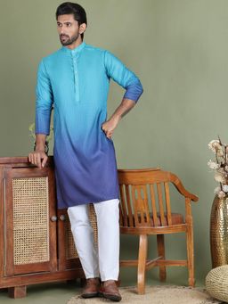 Jompers - Blue Cotton Blend Regular Full Sleeves Kurta With Pyjama