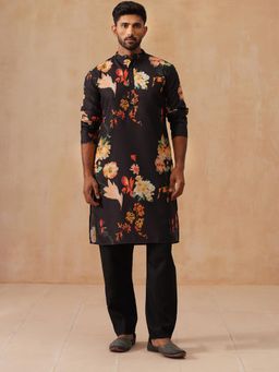 Jompers - Black Pure Cotton Regular Full Sleeves Kurta With Pyjama