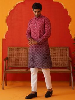 Jompers - Maroon Cotton Blend Regular Full Sleeves Kurta With Pyjama