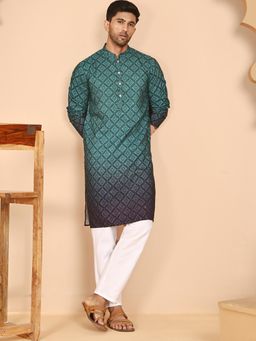 Jompers - Blue Cotton Blend Regular Full Sleeves Kurta With Pyjama