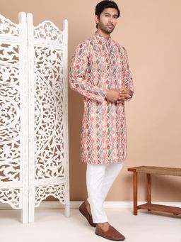 Jompers - Multi-Color Pure Cotton Regular Full Sleeves Kurta With Pyjama