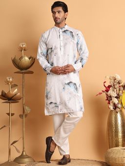 Jompers - Blue Cotton Blend Regular Full Sleeves Kurta With Pyjama