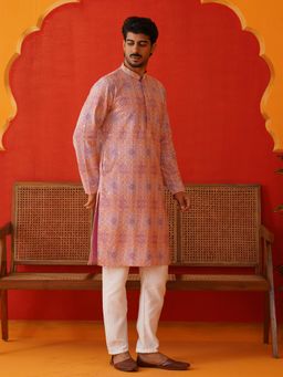 Jompers - Pink Viscose Rayon Regular Full Sleeves Kurta With Pyjama
