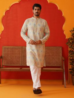 Jompers - Blue Viscose Rayon Regular Full Sleeves Kurta With Pyjama
