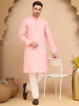 Jompers - Pink Pure Cotton Regular Full Sleeves Kurta With Pyjama