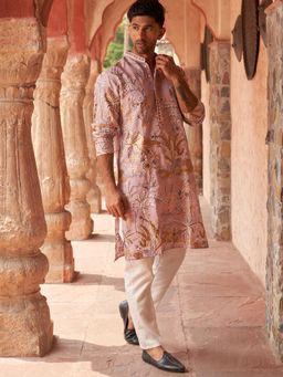 Jompers - Purple Silk Blend Regular Full Sleeves Kurta With Pyjama