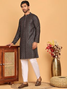 Jompers - Blue Viscose Rayon Regular Full Sleeves Kurta With Pyjama