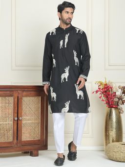 Jompers - White Silk Blend Regular Full Sleeves Kurta With Pyjama