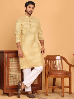 Jompers - Beige Pure Cotton Regular Full Sleeves Kurta With Pyjama