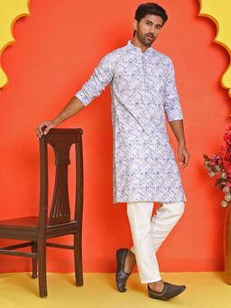 Jompers - Blue Viscose Rayon Regular Full Sleeves Kurta With Pyjama