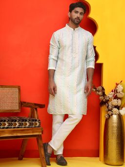 Jompers - Multi-Color Silk Blend Regular Full Sleeves Kurta With Pyjama