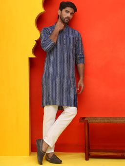 Jompers - Blue Pure Cotton Regular Full Sleeves Kurta With Pyjama