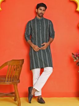 Jompers - Green Pure Cotton Regular Full Sleeves Kurta With Pyjama