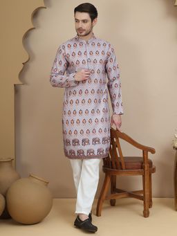 Jompers - Grey Silk Blend Regular Full Sleeves Kurta With Pyjama