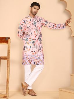 Jompers - Peach Cotton Blend Regular Full Sleeves Kurta With Pyjama