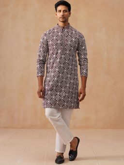 Jompers - Wine Silk Blend Regular Full Sleeves Kurta With Pyjama