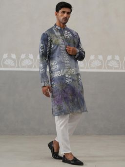 Jompers - Blue Cotton Blend Regular Full Sleeves Kurta With Pyjama